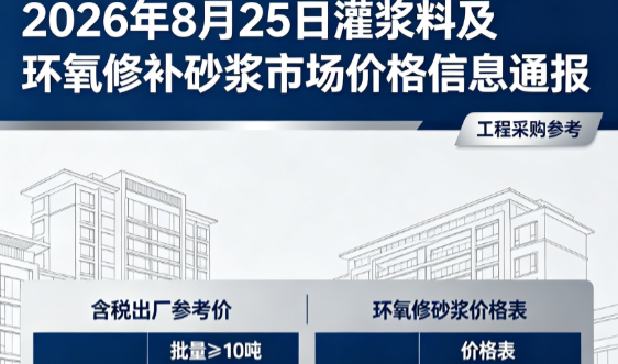 天桥2026年8月25日灌浆料及环氧修补砂浆市场价格信息通报